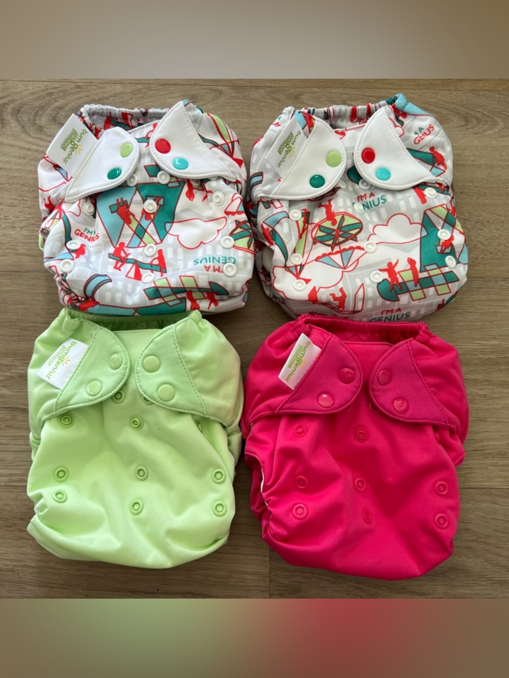 Bumgenius Baby Cloth Diapers 100% Organic Cotton Set of 4